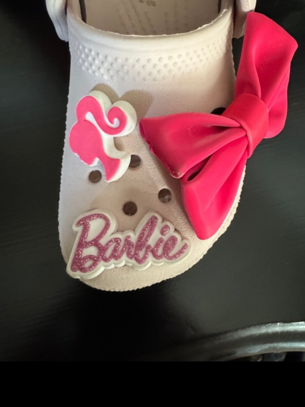Barbie Authentic Crocs-Little Girls,Light Pink Barbie Charm Clogs - Sz 8 - Picture 3 of 11